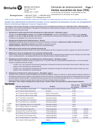 Forme 0547F Demande De Remboursement Ventes Exonerees De Taxe (Tes) - Ontario, Canada (French)