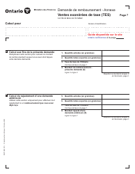 Forme 0547F Demande De Remboursement Ventes Exonerees De Taxe (Tes) - Ontario, Canada (French), Page 7
