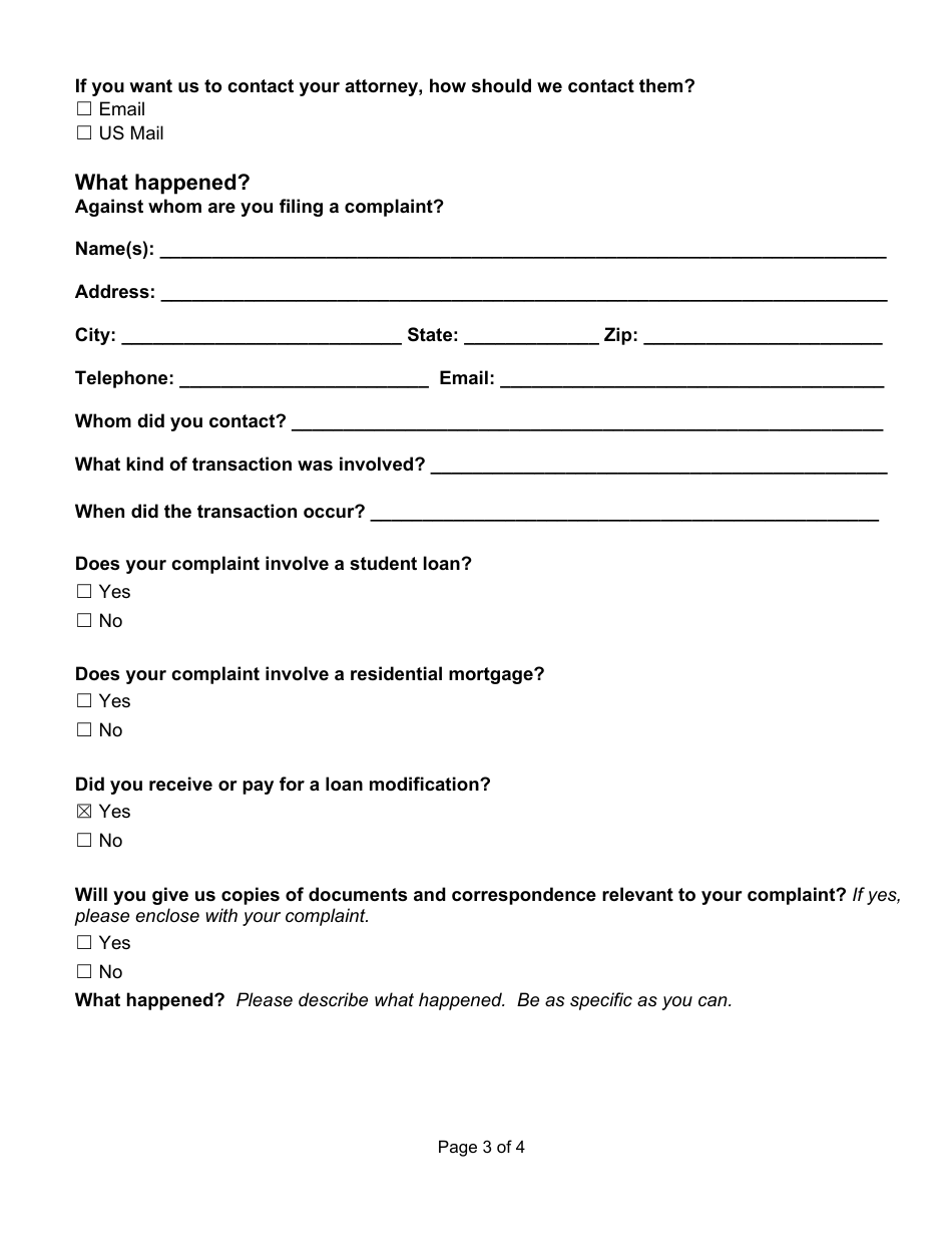 Mortgage, Consumer Loan, or Student Loan Complaint - Washington, Page 3