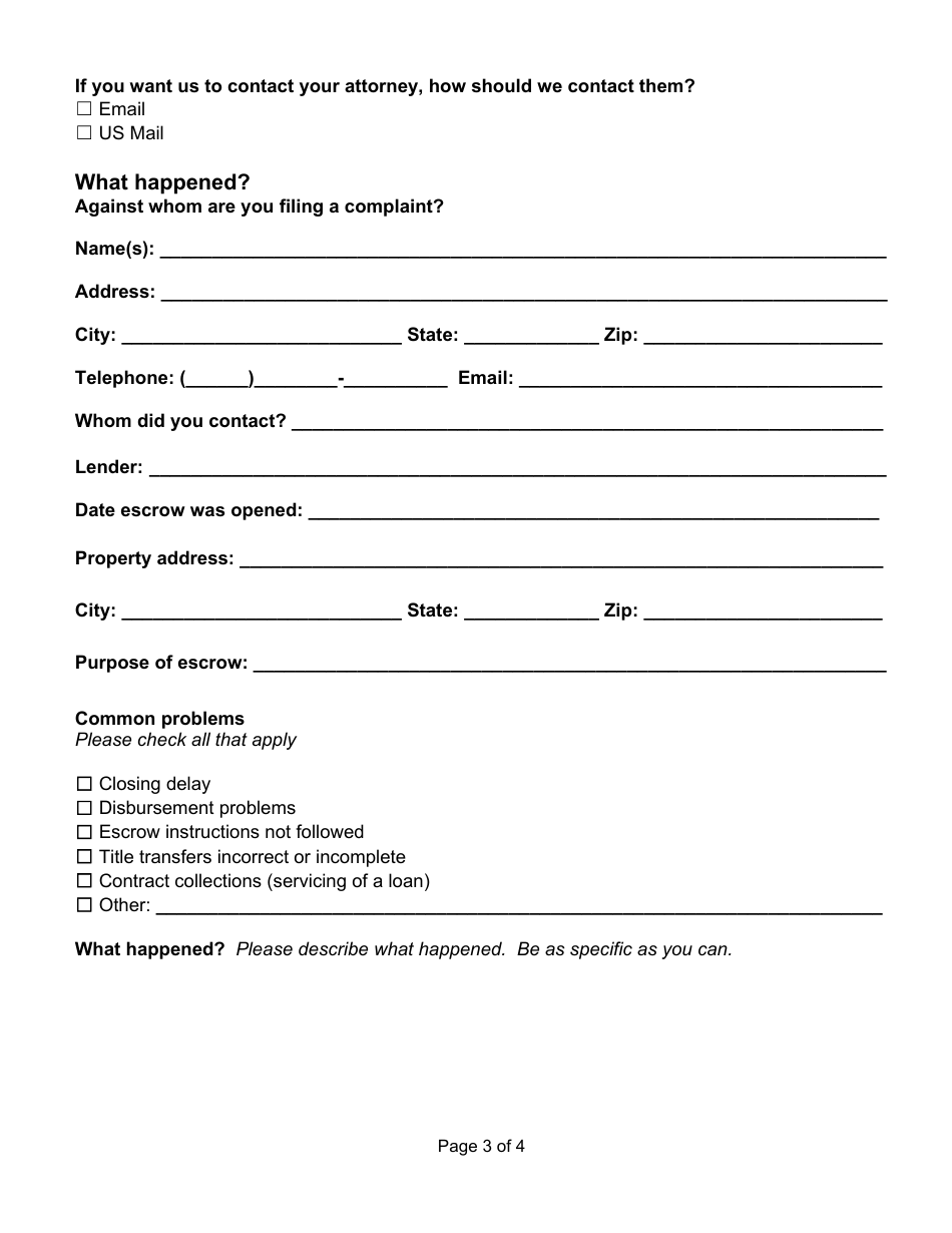 Escrow Company or Officer Complaint - Washington, Page 3