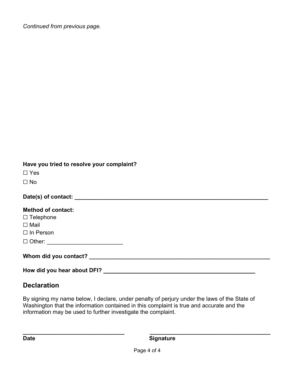 Escrow Company or Officer Complaint - Washington, Page 4