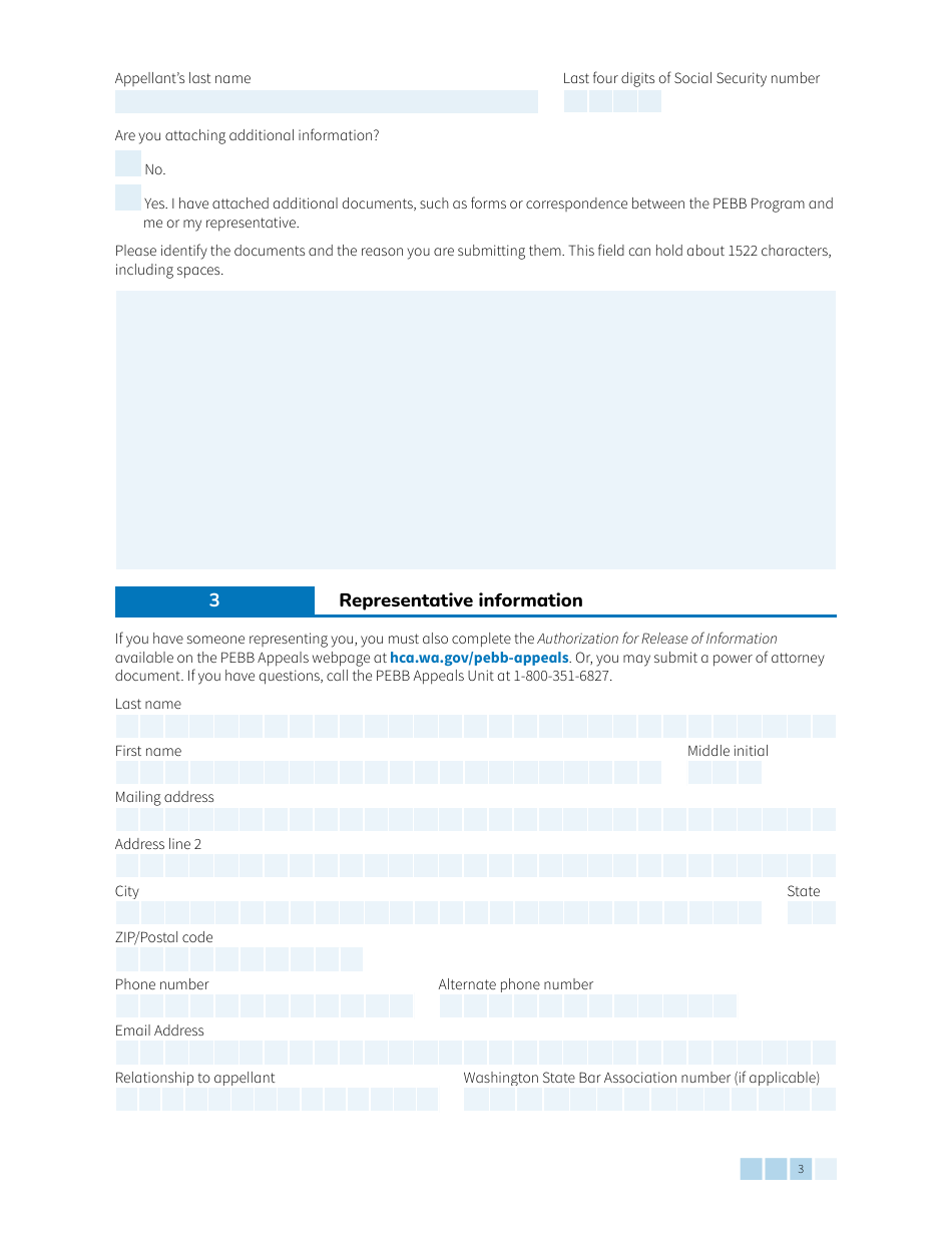 Form HCA51-0122 Pebb Retiree / Continuation Coverage Notice of Appeal - Washington, Page 3