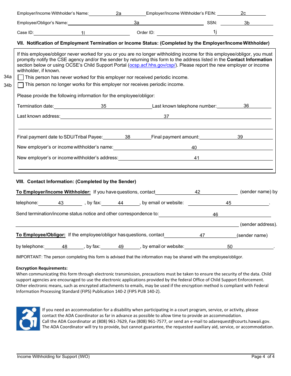 Instructions for Form 3C-P-562 Income Withholding for Support - Hawaii, Page 11