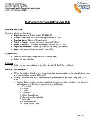 Instructions for Form CDA3049 Calgrows Reimbursement Template - California