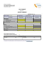 Document preview: Form CDA9066 Calz Connect Program Budget - California