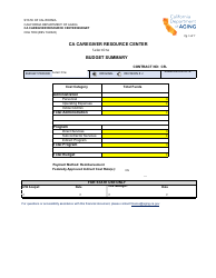 Document preview: Form CDA7059 Ca Caregiver Resource Center Budget - California