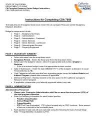 Instructions for Form CDA7059 Ca Caregiver Resource Center Budget - California