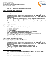 Instructions for Form CDA7059 Ca Caregiver Resource Center Budget - California, Page 2
