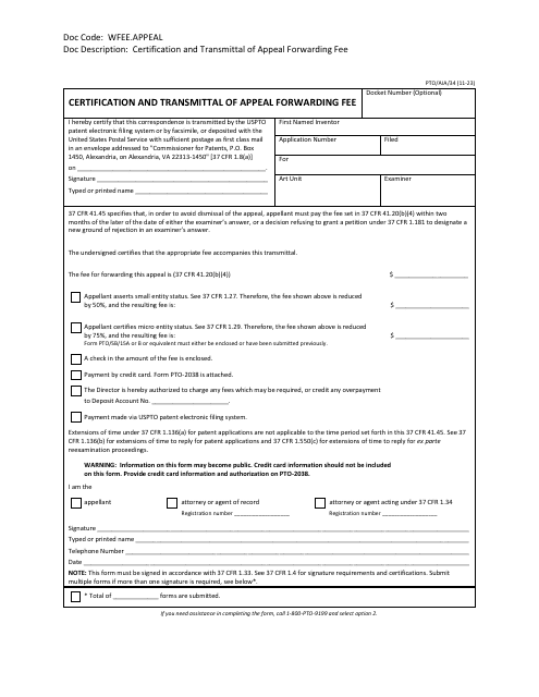 Form PTO/AIA/34  Printable Pdf