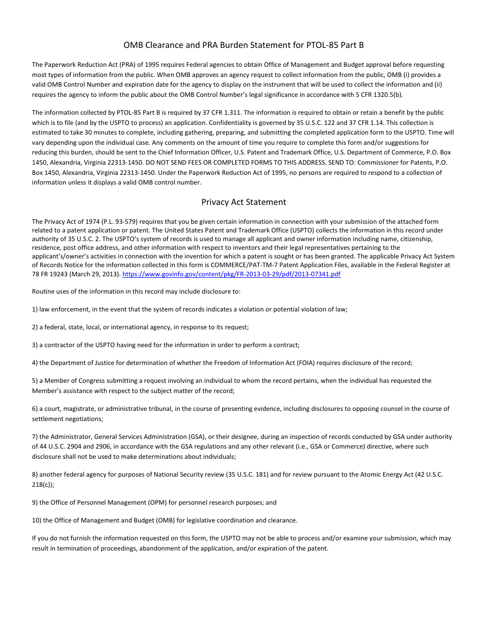 Form PTOL-85 Part B Fee(S) Transmittal, Page 2