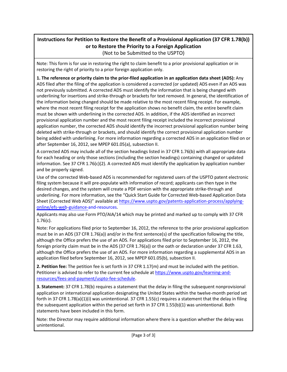 Form pto sb 459 download fillable pdf or fill online petition to