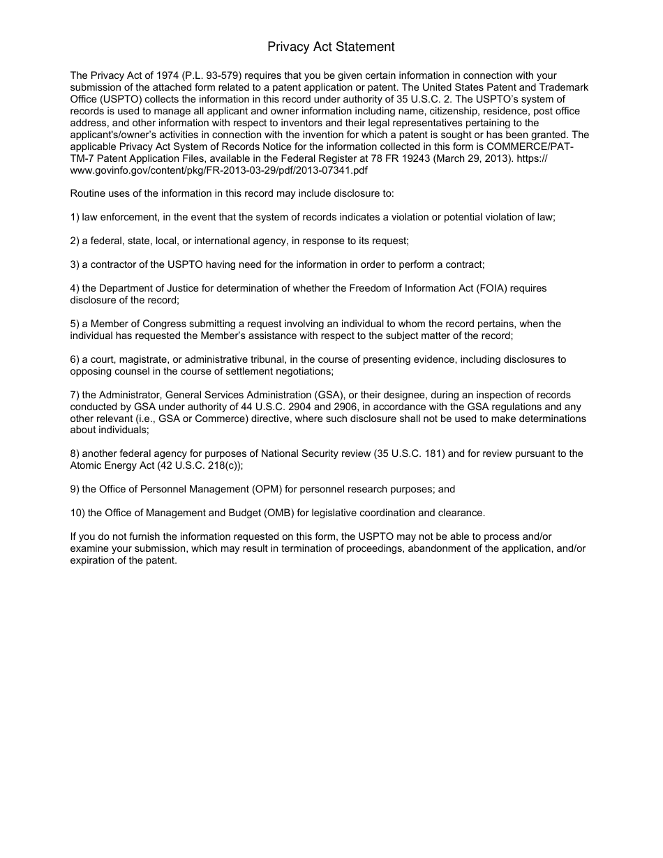 Form pto aia 96 download fillable pdf or fill online statement under 37