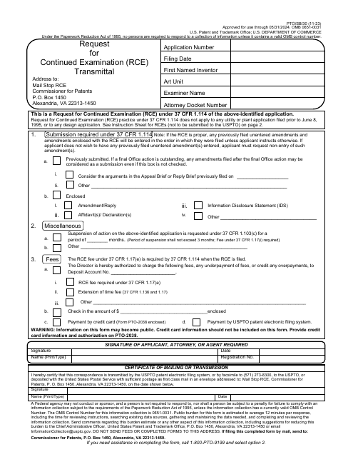 Form PTO/SB/30  Printable Pdf