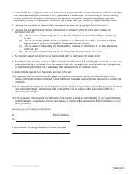 Form P3 Affidavit of Applicant for Grant of Probate or Grant of Administration With Will Annexed (Short Form) - British Columbia, Canada, Page 3