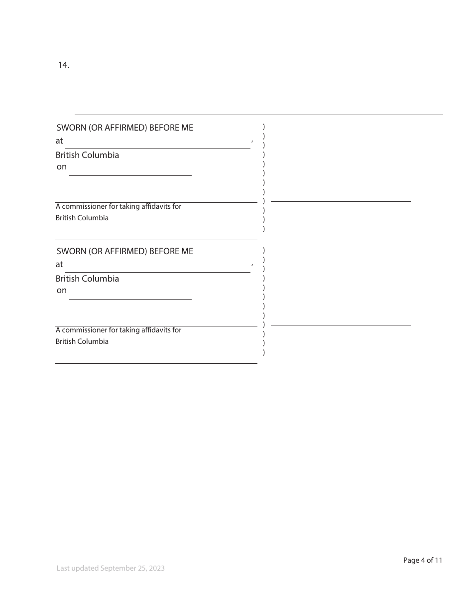 Form F37 Child Support Affidavit - British Columbia, Canada, Page 4