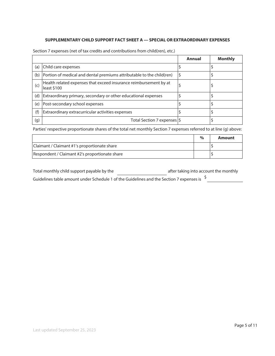 Form F37 Child Support Affidavit - British Columbia, Canada, Page 5
