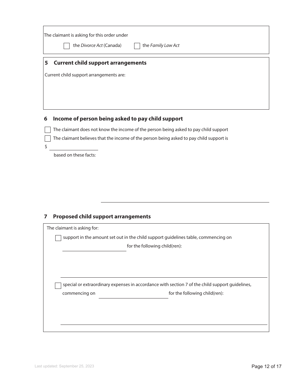 Form F3 Notice of Family Claim - British Columbia, Canada, Page 12