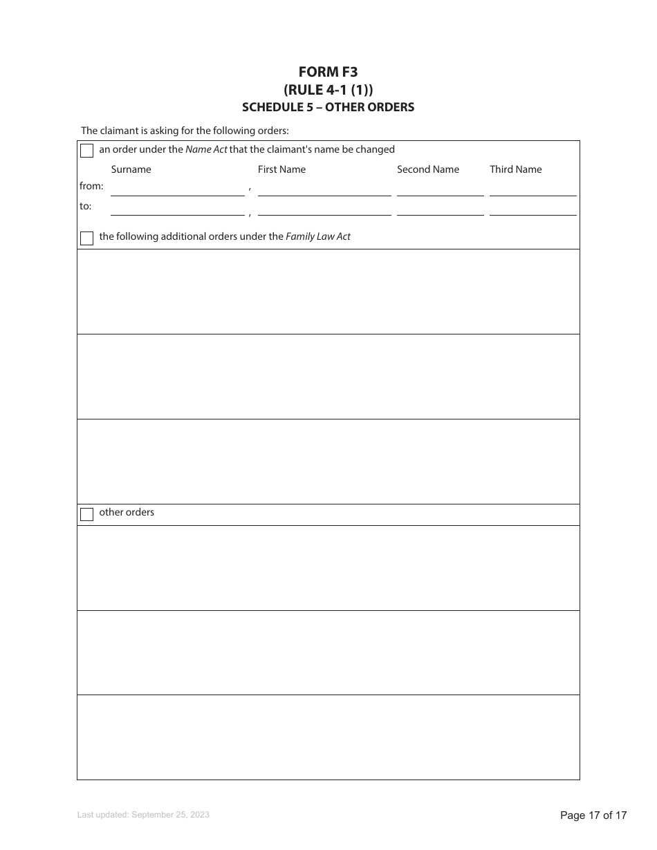 Form F3 Notice of Family Claim - British Columbia, Canada, Page 17