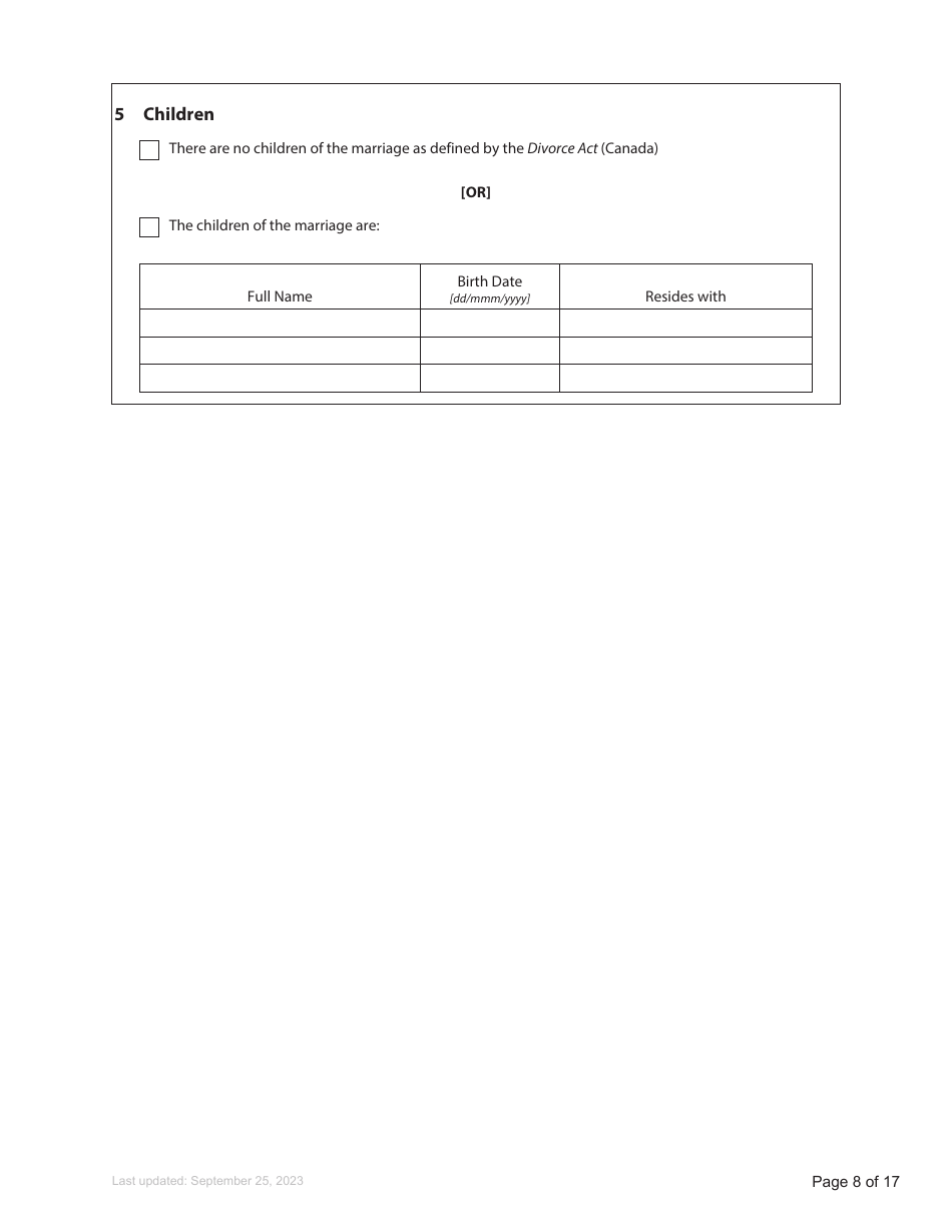 Form F3 Notice of Family Claim - British Columbia, Canada, Page 8
