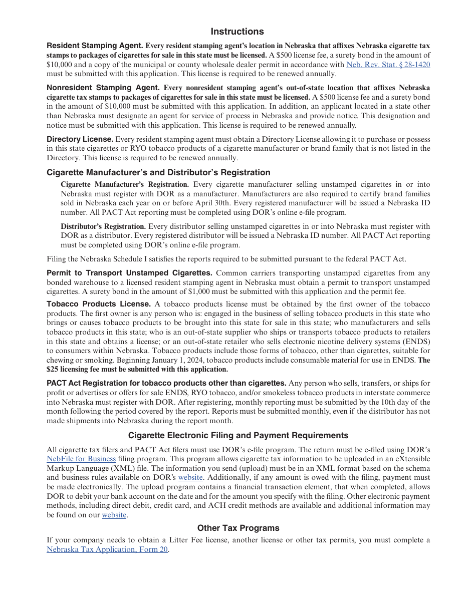 Form 20CT Nebraska Cigarette and Tobacco Products License and Registration Application - Nebraska, Page 3