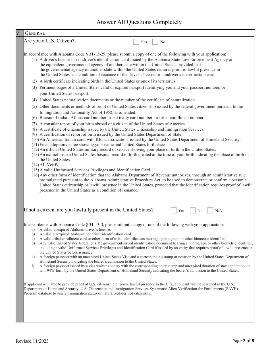 Application for Registration as an Athlete Agents - Alabama, Page 3