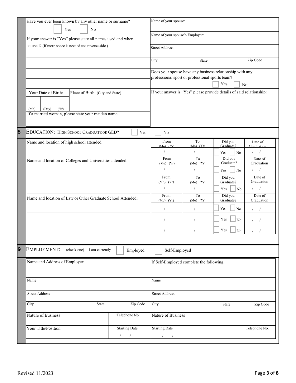 Application for Registration as an Athlete Agents - Alabama, Page 4