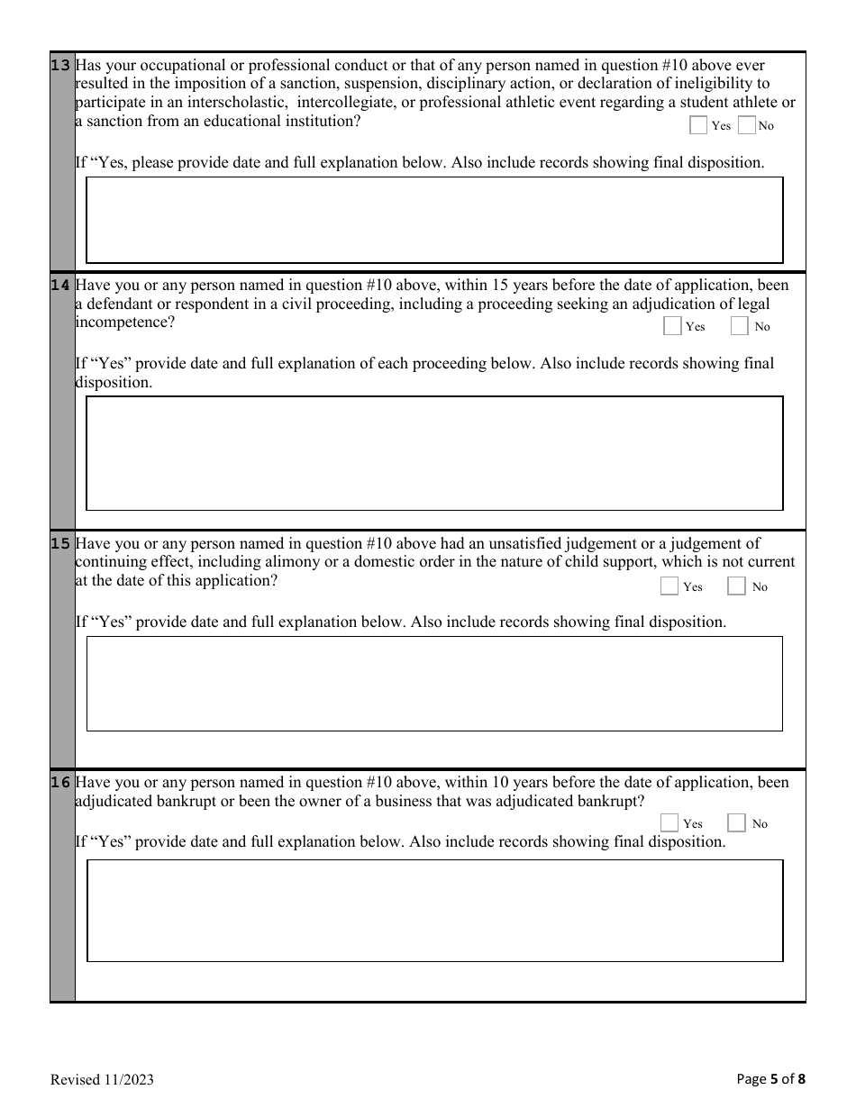 Application for Registration as an Athlete Agents - Alabama, Page 6