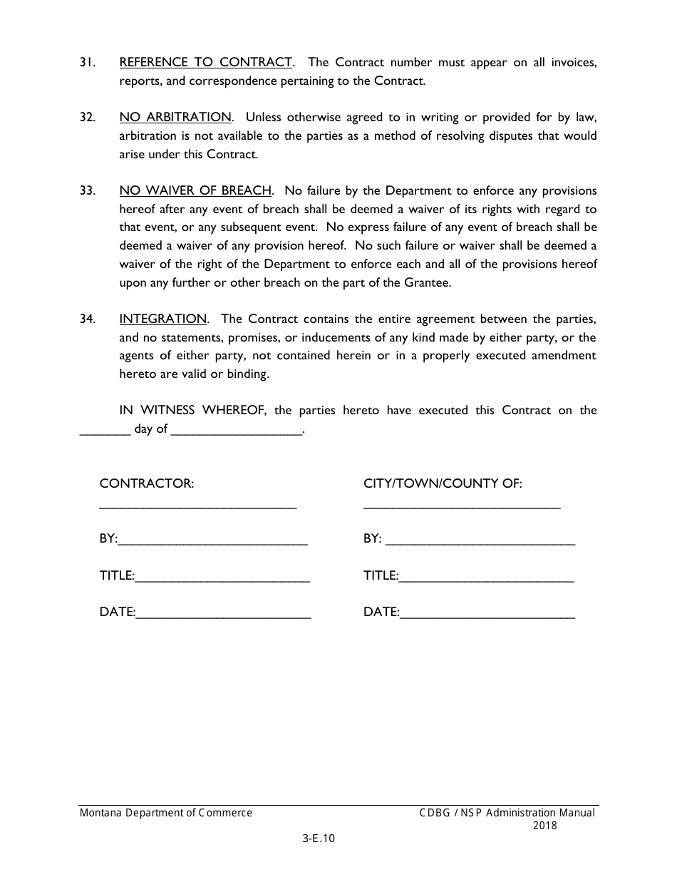 Montana Cdbg Supplemental Conditions to Standard Contracts for ...