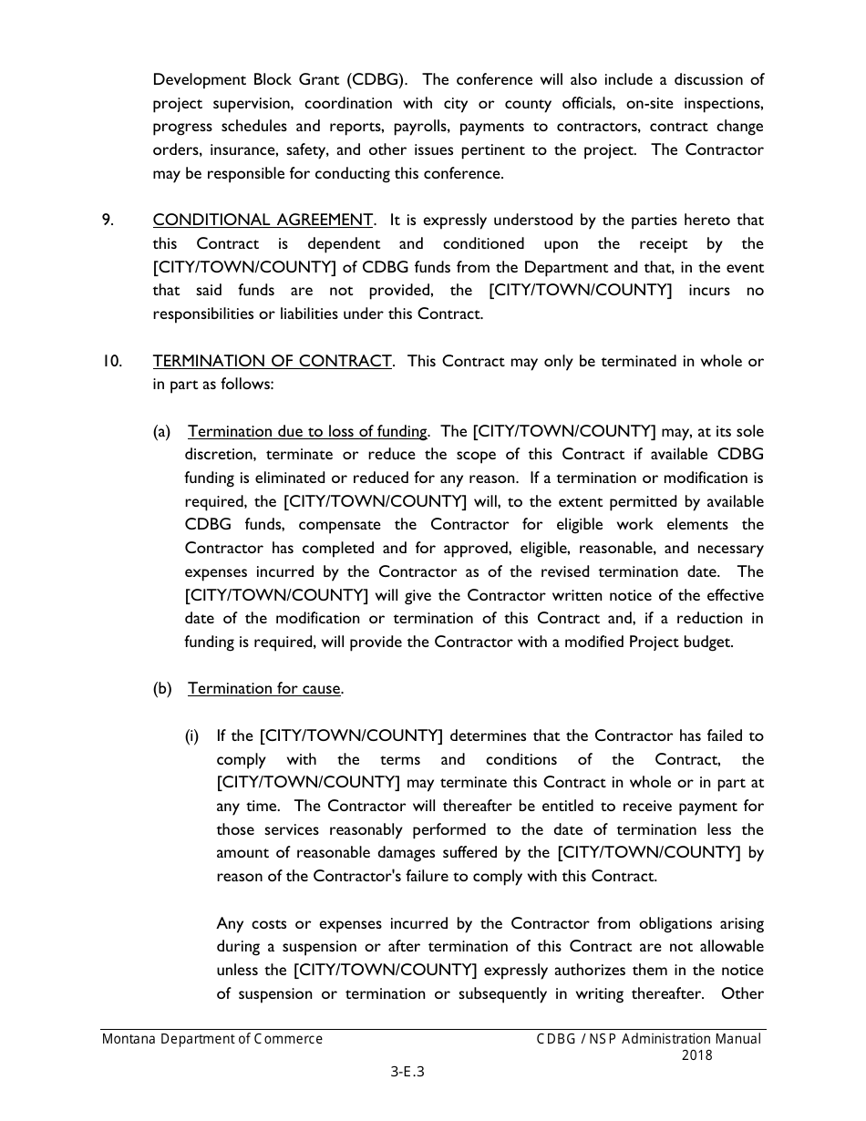 Exhibit 3-E Cdbg Supplemental Conditions to Standard Contracts for Architectural, Engineering, and Grant Administration Services - Montana, Page 3