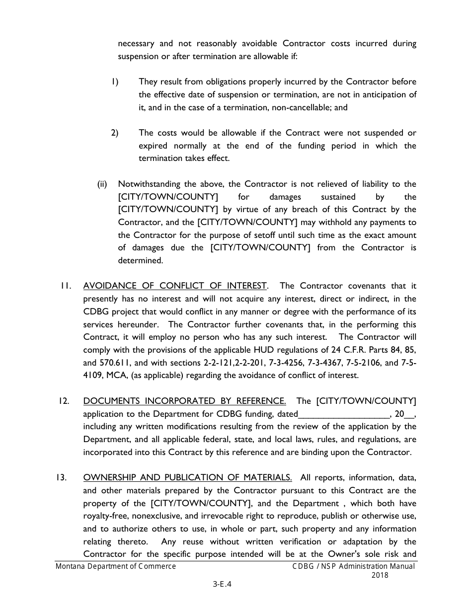Exhibit 3-E Cdbg Supplemental Conditions to Standard Contracts for Architectural, Engineering, and Grant Administration Services - Montana, Page 4