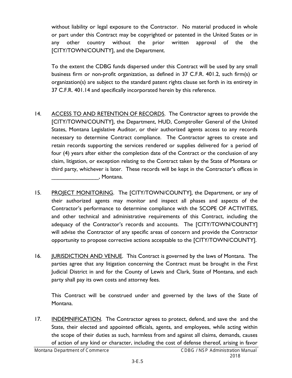 Exhibit 3-E Cdbg Supplemental Conditions to Standard Contracts for Architectural, Engineering, and Grant Administration Services - Montana, Page 5