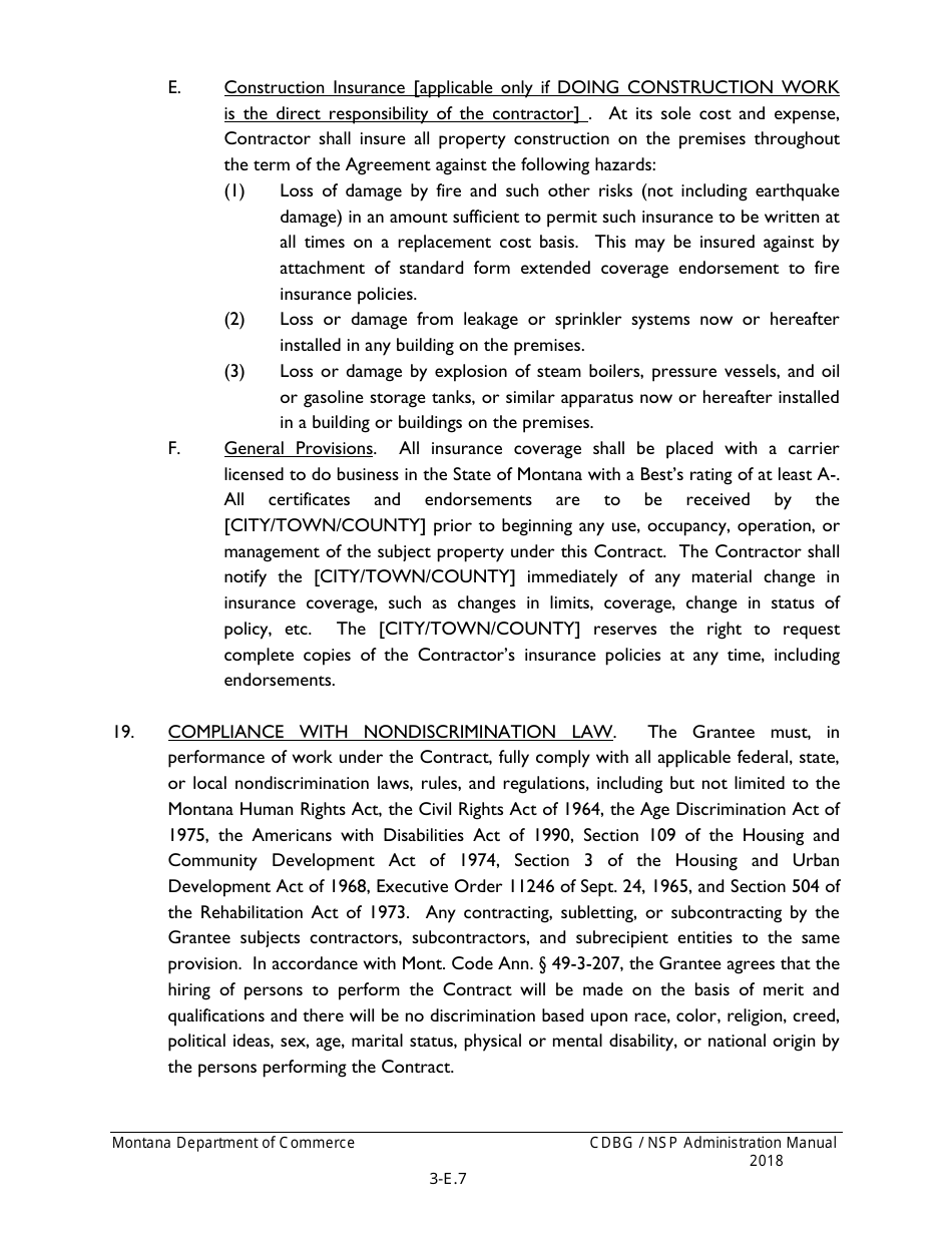 Exhibit 3-E Cdbg Supplemental Conditions to Standard Contracts for Architectural, Engineering, and Grant Administration Services - Montana, Page 7