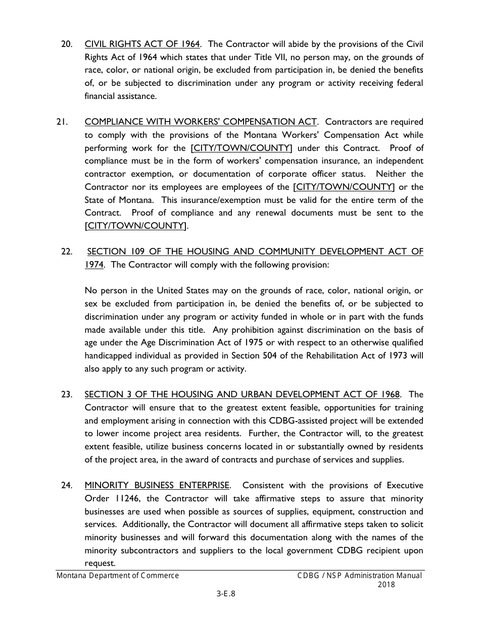 Exhibit 3-E Cdbg Supplemental Conditions to Standard Contracts for Architectural, Engineering, and Grant Administration Services - Montana, Page 8