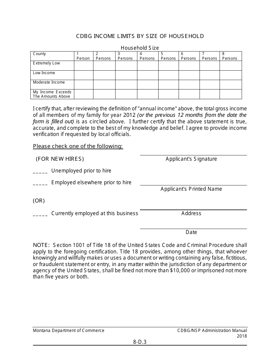 Exhibit 8-D Calculation of Benefit to Low and Moderate Income Persons and Race and Ethnicity Categories - Montana, Page 3