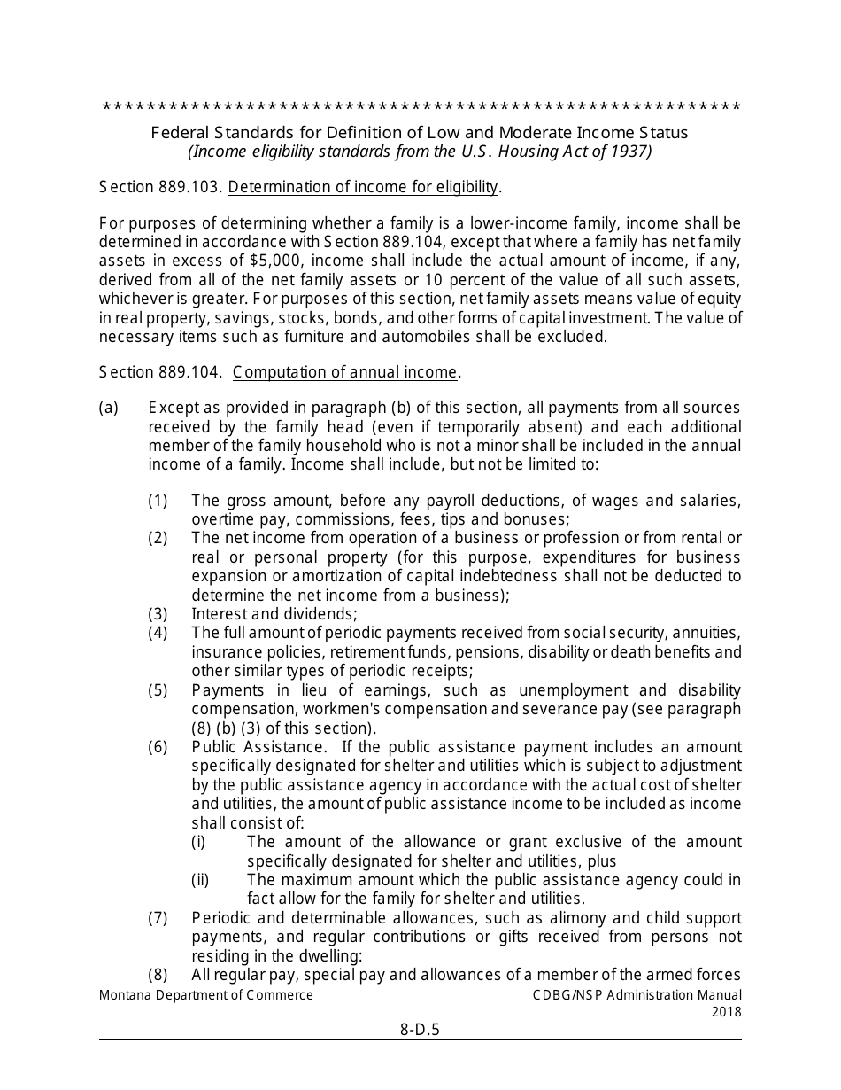 Exhibit 8-D Calculation of Benefit to Low and Moderate Income Persons and Race and Ethnicity Categories - Montana, Page 5
