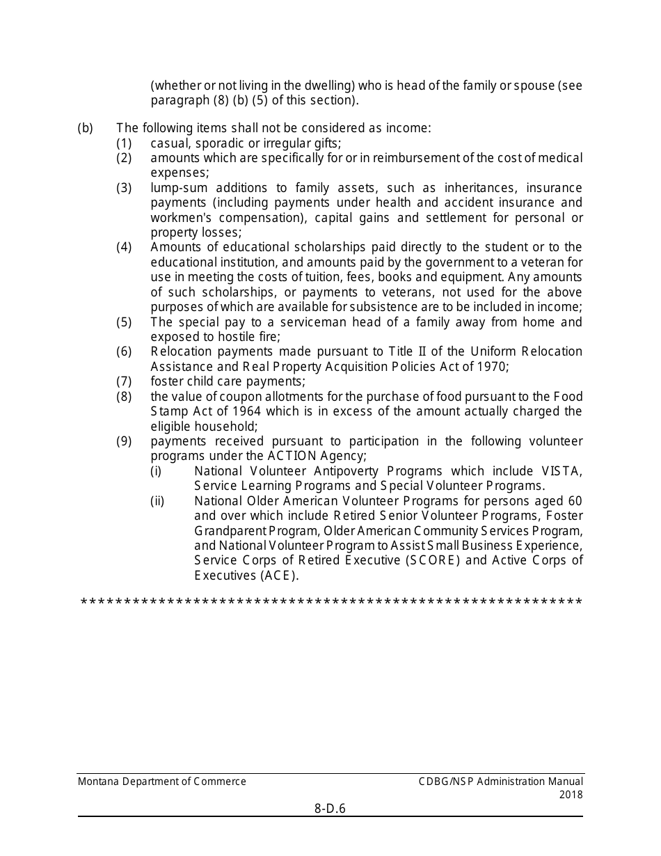 Exhibit 8-D Calculation of Benefit to Low and Moderate Income Persons and Race and Ethnicity Categories - Montana, Page 6