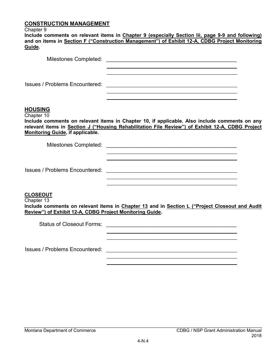 Exhibit 4-K Quarterly Update Report - Montana Cdbg Program - Housing and Public Facilities - Montana, Page 4