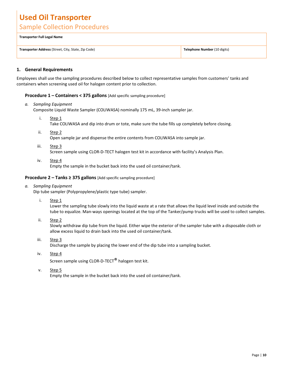 Used Oil Transporter Application  10-year Renewal - Utah, Page 10