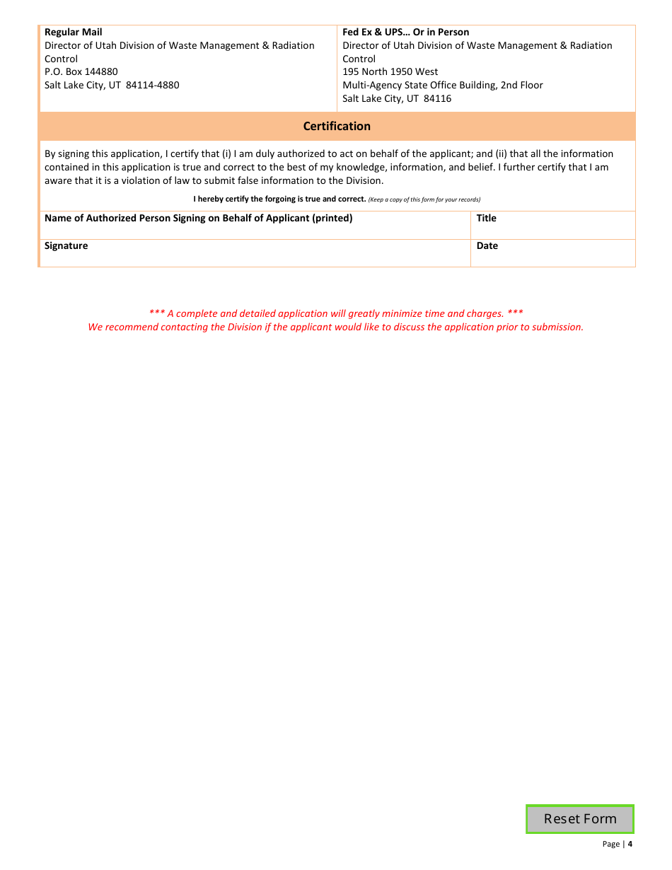 Used Oil Transporter Application  10-year Renewal - Utah, Page 4