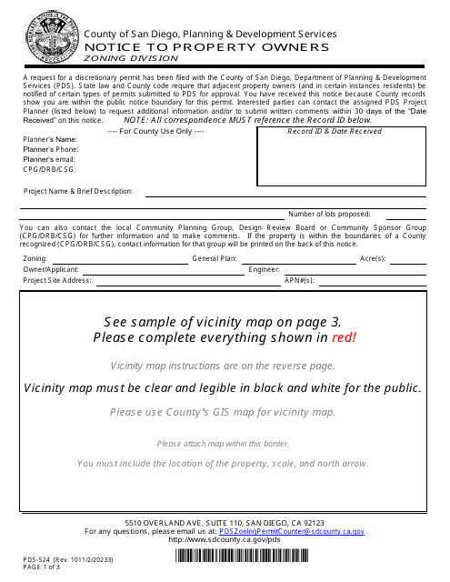 Form PDS-524  Printable Pdf