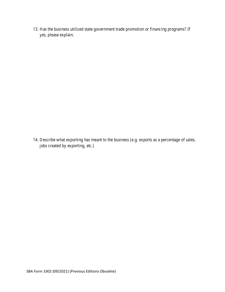SBA Form 3302 Nomination Form for Small Business Exporter of the Year - National Small Business Week, Page 5