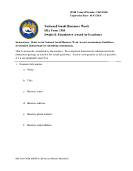 Document preview: SBA Form 3308 Nomination Form for Dwight D. Eisenhower Award for Excellence - National Small Business Week