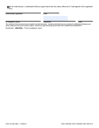 Form DOC03-484 Interview Acknowledgment - Washington, Page 2