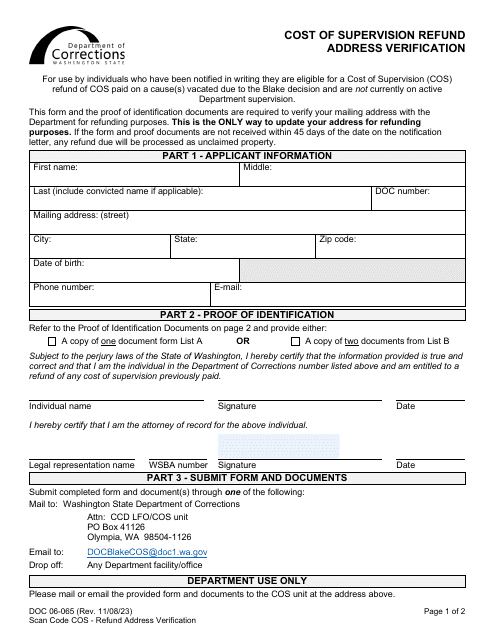 Form DOC06-065  Printable Pdf