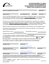 Document preview: Form DOC14-174ES Acknowledgment of Urine Testing Time Requirements - Washington (English/Spanish)