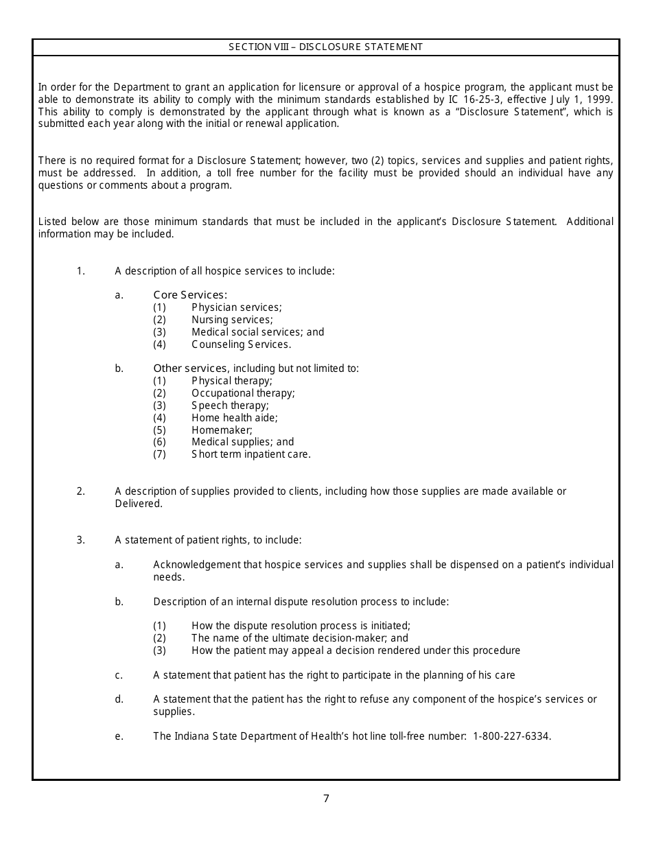 State Form 43813 Application for License Approval to Operate a Hospice Program - Indiana, Page 7