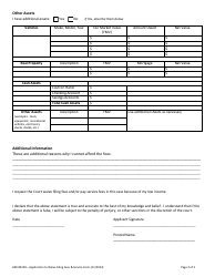 Form 600-00228 Application to Waive Filing Fees and Service Costs - Vermont, Page 2