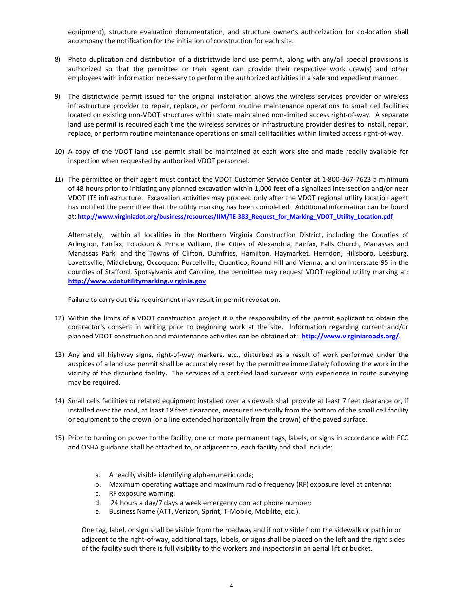 Form LUP-DWSCF Land Use Permit - Districtwide Permit - Wireless Small Cell Facilities - Virginia, Page 4