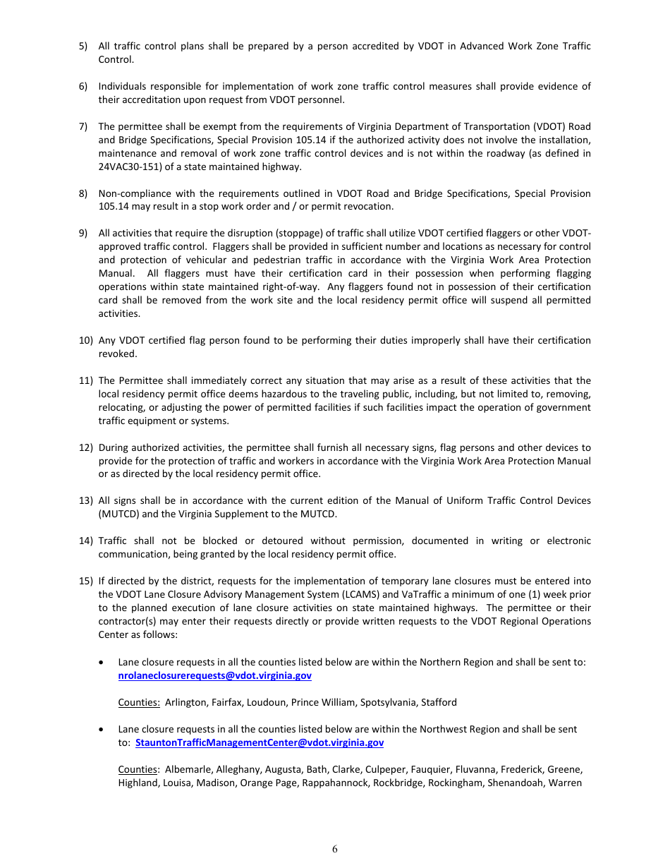 Form LUP-DWSCF Land Use Permit - Districtwide Permit - Wireless Small Cell Facilities - Virginia, Page 6