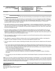 Form JC44 Advice of Rights After Order Terminating Parental Rights and Request for Court-Appointed Attorney (Juvenile Code) - Michigan